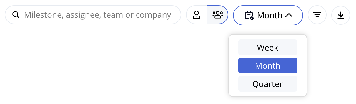 planned vs actual report time period dropdown in teamwork